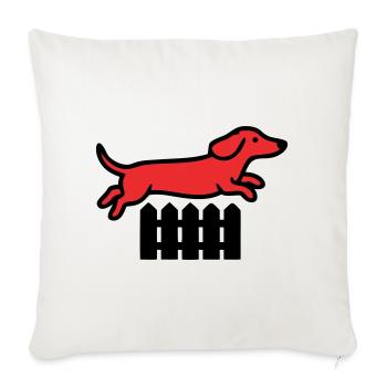 Dachshund Jump Fence Agility - Sofa pillowcase 17,3'' x 17,3'' (45 x 45 cm) - natural white - Front