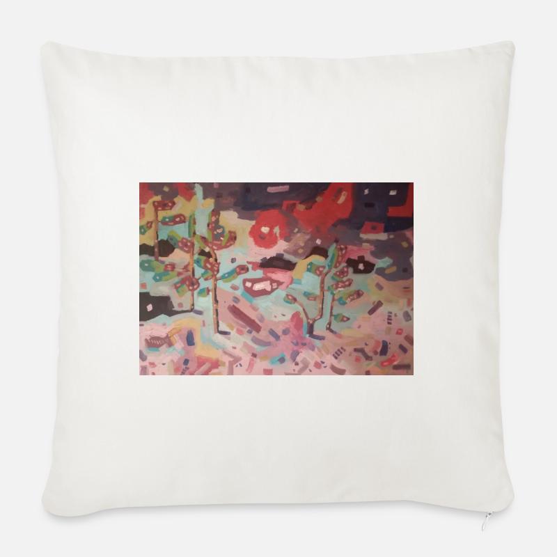 Abstrakter Garten der Farben - Sofakissenbezug 45 x 45 cm - Naturweiß 