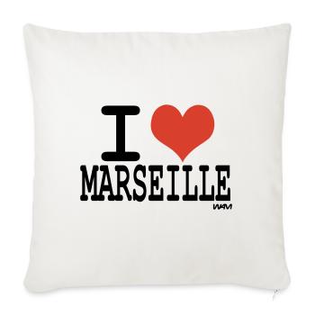 i love Marseille - couleurs personnalisables - Housse de coussin décorative 45 x 45 cm - blanc nature - Devant