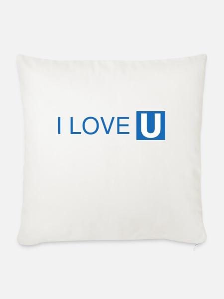 I Love U-Bahn Blau Geschenkidee - Sofakissenbezug 45 x 45 cm - Naturweiß 