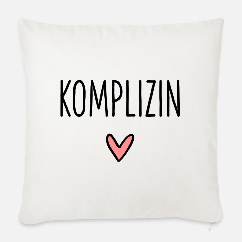 Komplizin Herz Geschenk Freundschaft Liebe - Sofakissenbezug 45 x 45 cm - Naturweiß 