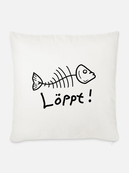 Fischgräte Löppt Läuft Plattdeutsch - Sofakissenbezug 45 x 45 cm - Naturweiß