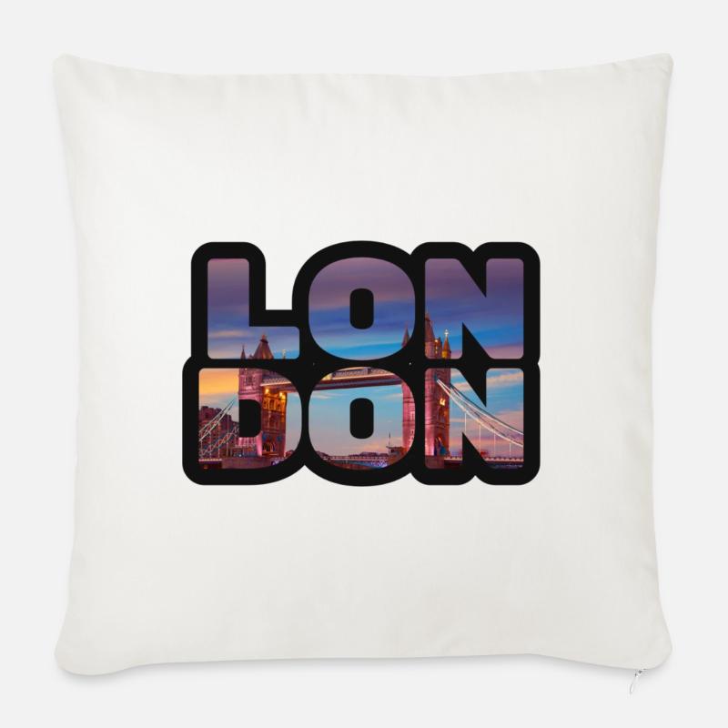 Londoner Skyline in Buchstaben - Sofakissenbezug 45 x 45 cm - Naturweiß 