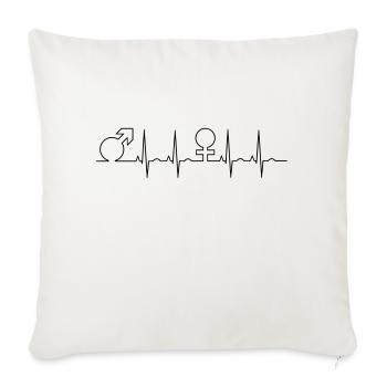 ECG Homme Femme symboles idée cadeau rythme cardiaque - Housse de coussin décorative 45 x 45 cm - blanc nature - Devant