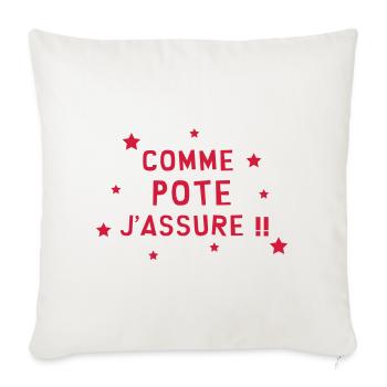 Comme pote j'assure !! - Housse de coussin décorative 45 x 45 cm - blanc nature - Devant