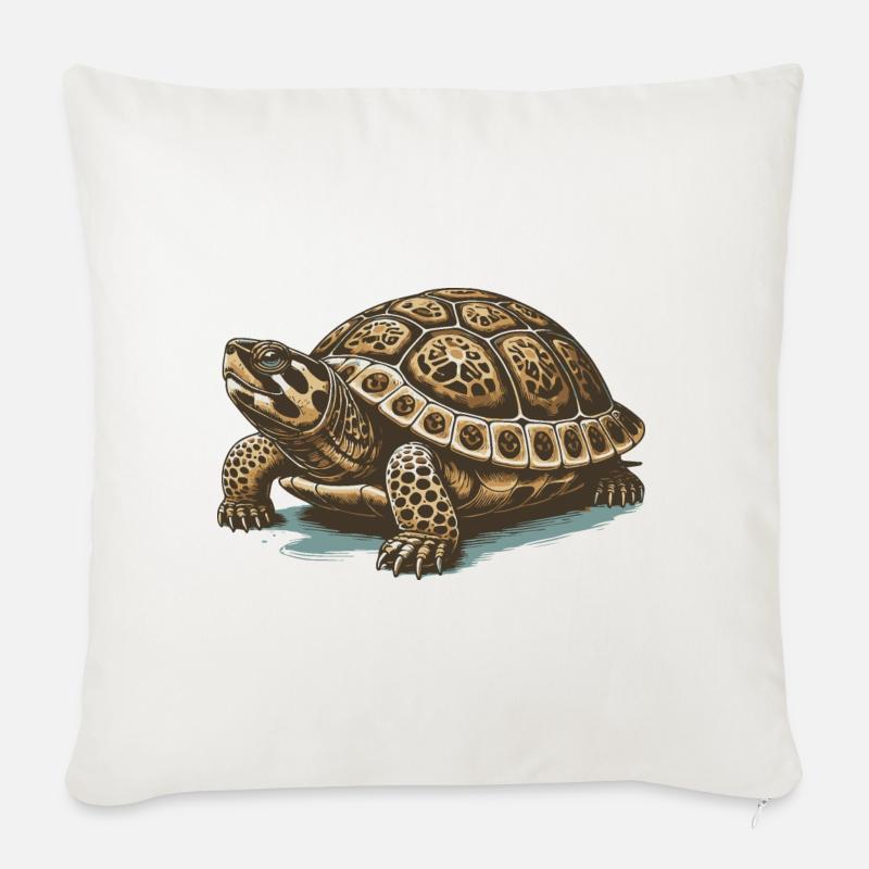 Schildkröte - Sofakissenbezug 45 x 45 cm - Naturweiß 