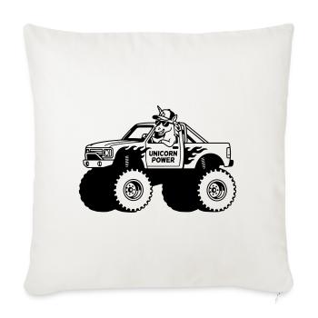 Licorne dans un monster truck - Housse de coussin décorative 45 x 45 cm - blanc nature - Devant
