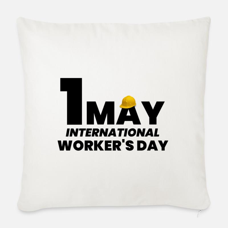 Tag der Arbeit, 1. Mai - Sofakissenbezug 45 x 45 cm - Naturweiß 