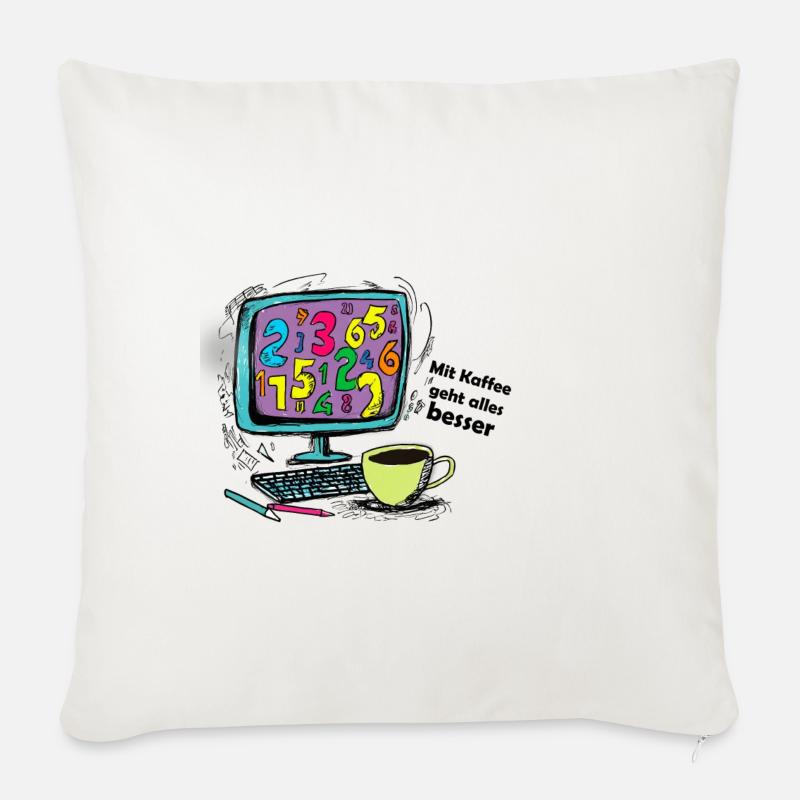 Mit Kaffee geht alles besser - Sofakissenbezug 45 x 45 cm - Naturweiß