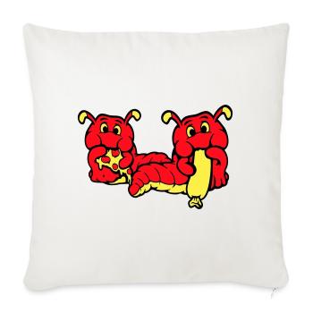 2 Caterpillars Worm Happy Eating Pizza Sausage Eating - Sofa pillowcase 17,3'' x 17,3'' (45 x 45 cm) - natural white - Front