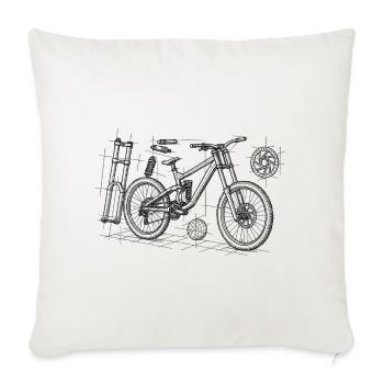 DH Bike Explosionszeichnung - Geometrie Skizze - Sofakissenbezug 45 x 45 cm - Naturweiß  - Vorne