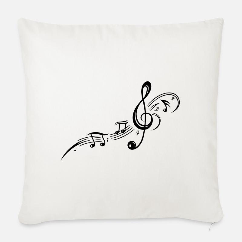 Musiknoten, Notenschlüssel, Musik - Sofakissenbezug 45 x 45 cm - Naturweiß 