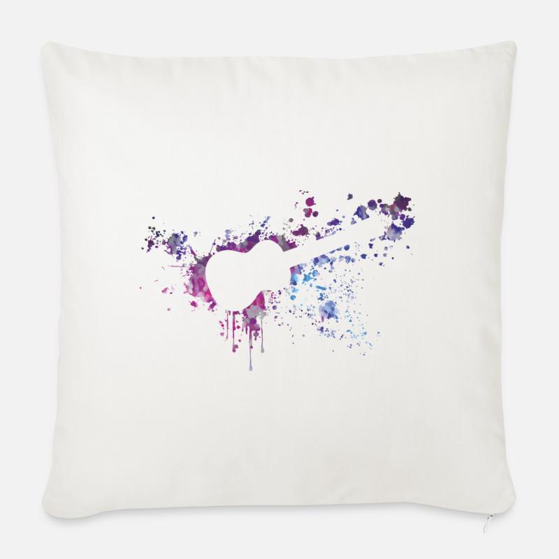 ukulele splash - Sofa pillowcase 17,3'' x 17,3'' (45 x 45 cm) - natural white