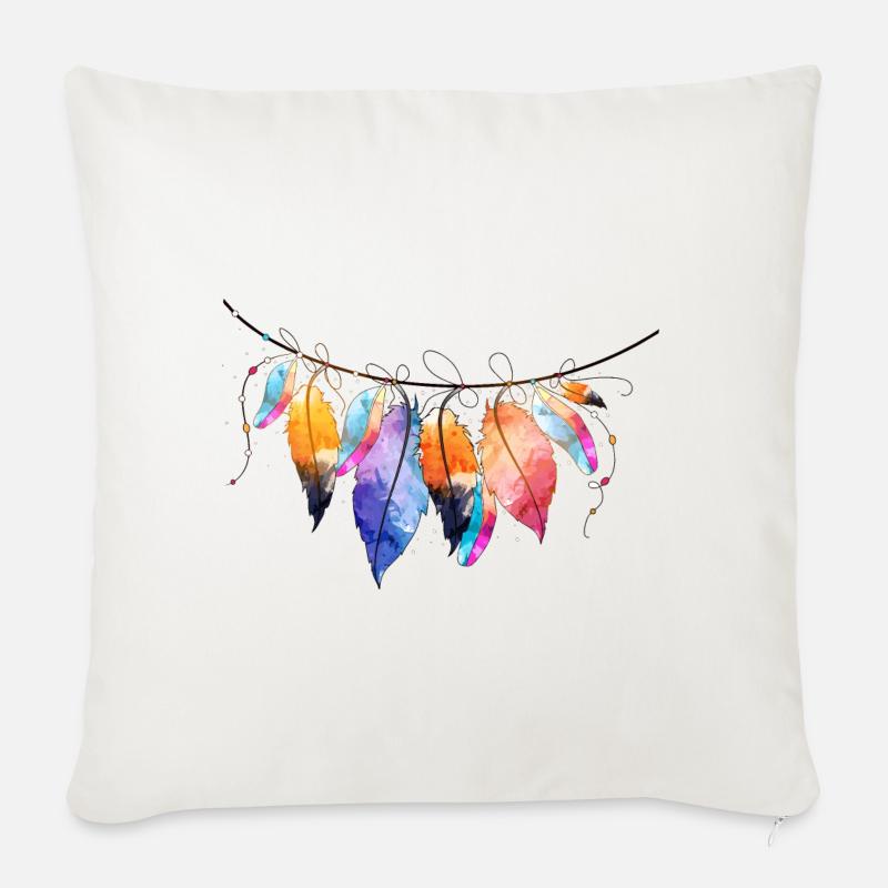 Farbenfroher Traumfänger-Design - Sofakissenbezug 45 x 45 cm - Naturweiß 
