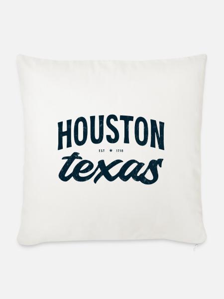 Houston Texas Script Emblem Tee - Sofakissenbezug 45 x 45 cm - Naturweiß 