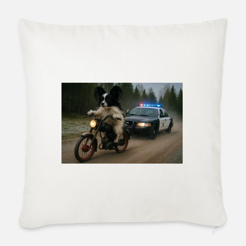 Moped von Polizeiauto gejagt - Sofakissenbezug 45 x 45 cm - Naturweiß 