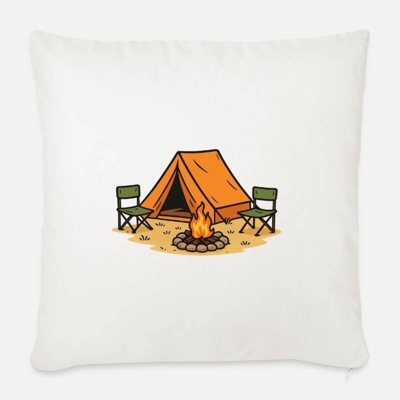 Abenteuerliches Camping Lagerdesign - Sofakissenbezug 45 x 45 cm - Naturweiß 