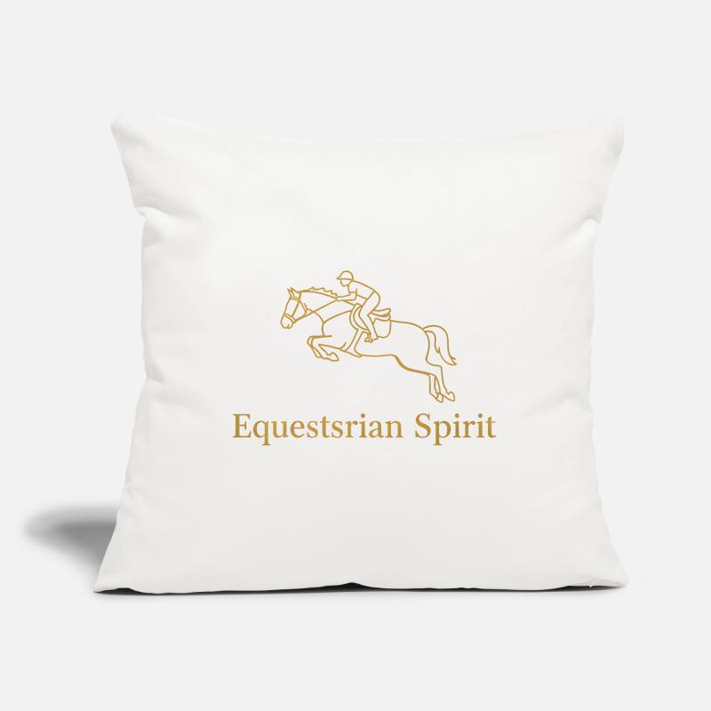 Elégant cavalier de saut d’obstacles en ligne dorée Housse de coussin décorative 45 x 45 cm