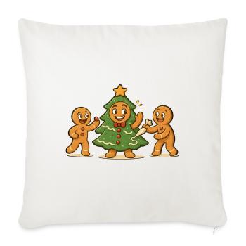 Bonhomme pain épice mannele  déguisé Sapin Noël  - Housse de coussin décorative 45 x 45 cm - blanc nature - Devant