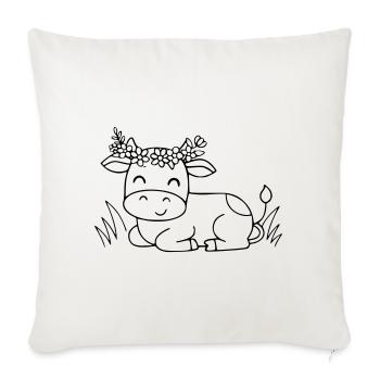 Cute Cow Floral Wreath Boho Outline - Sofa pillowcase 17,3'' x 17,3'' (45 x 45 cm) - natural white - Front