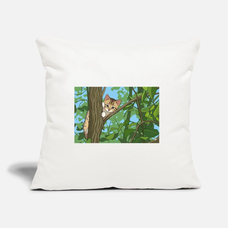 Chat explorant les branches Housse de coussin décorative 45 x 45 cm