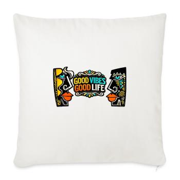 Good Zeiten Good Life Kunst Print - Sofakissenbezug 45 x 45 cm - Naturweiß  - Vorne