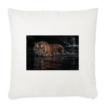 Tiger im schwarzen Wasser - Sofakissenbezug 45 x 45 cm - Naturweiß  - Vorne