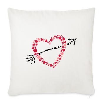 Grand coeur avec une flèche de nombreux cœurs. - Housse de coussin décorative 45 x 45 cm - blanc nature - Devant