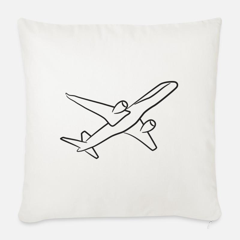 Flugzeug - Sofakissenbezug 45 x 45 cm - Naturweiß