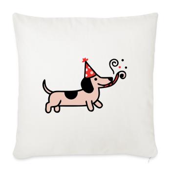 Fête Teckel Chien d’anniversaire - Housse de coussin décorative 45 x 45 cm - blanc nature - Devant