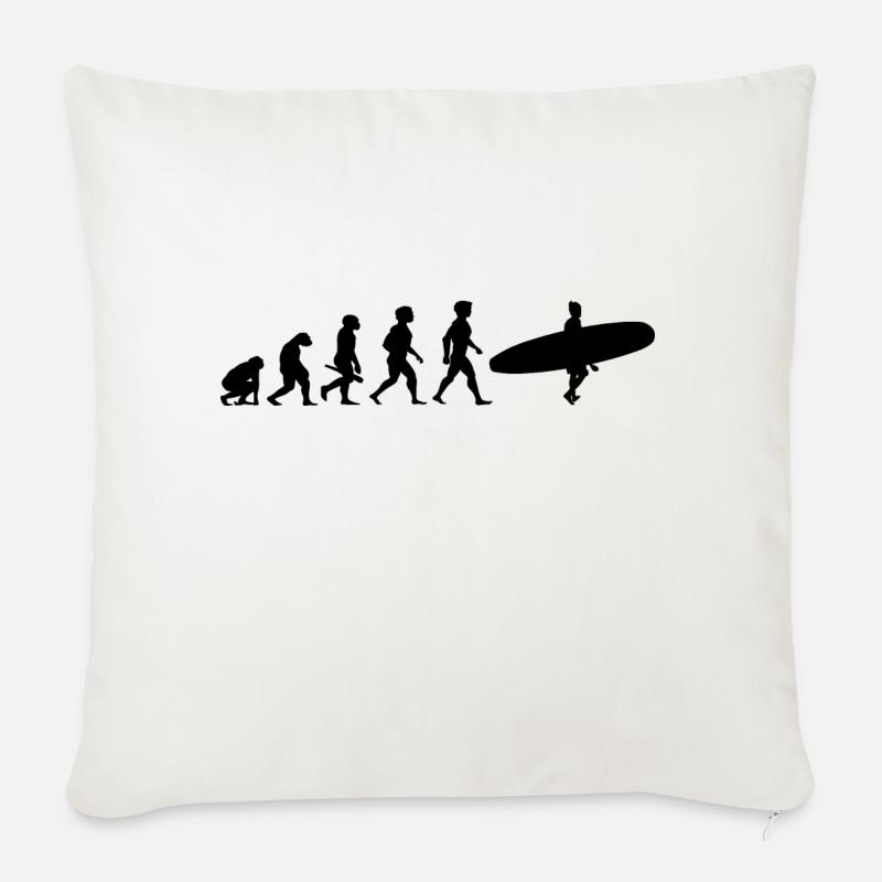 Evolution Surf Surfers surf surf - Housse de coussin décorative 45 x 45 cm - blanc nature