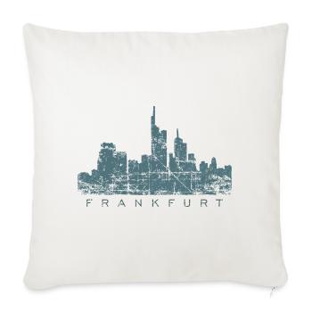 Frankfurter Skyline (Vintage/Blau) Frankfurt - Sofakissenbezug 45 x 45 cm - Naturweiß  - Vorne