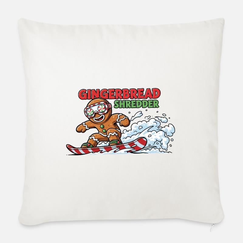 Snowboard-Keks - Sofakissenbezug 45 x 45 cm - Naturweiß