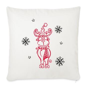Elk, reindeer with snowflakes and stars - Sofa pillowcase 17,3'' x 17,3'' (45 x 45 cm) - natural white - Front