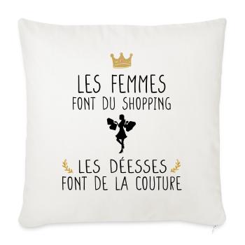 Couture - Cadeau - Humour - Couturière - Housse de coussin décorative 45 x 45 cm - blanc nature - Devant