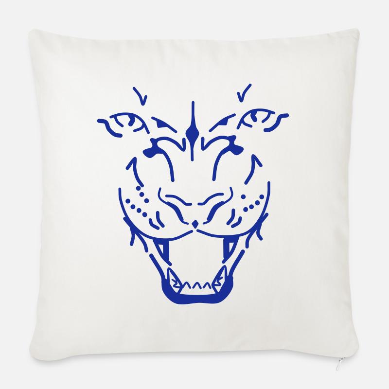 Ornament Schädel Tigermotiv - Sofakissenbezug 45 x 45 cm - Naturweiß 