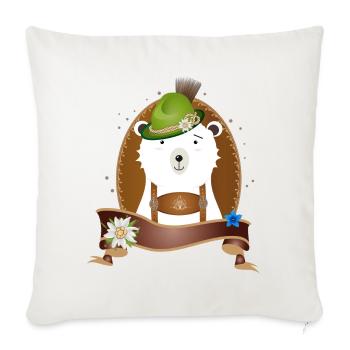 cute polar bear in traditional costume with hat and lederhosen - Sofa pillowcase 17,3'' x 17,3'' (45 x 45 cm) - natural white - Front