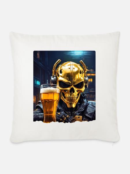 Bier Skull 0.3 - Sofakissenbezug 45 x 45 cm - Naturweiß