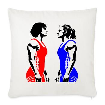 Lutte féminine - Housse de coussin décorative 45 x 45 cm - blanc nature - Devant