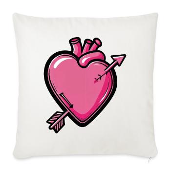 Heart Arrow Comic Pink - Sofa pillowcase 17,3'' x 17,3'' (45 x 45 cm) - natural white - Front