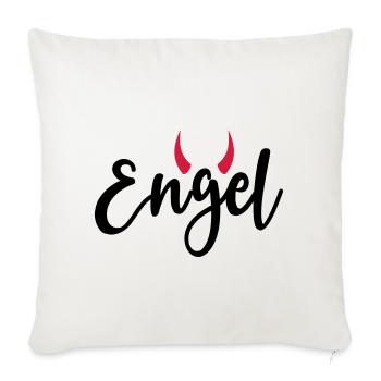 Kleiner Engel + Teufel Hörner launisch lieb frech - Sofakissenbezug 45 x 45 cm - Naturweiß  - Vorne
