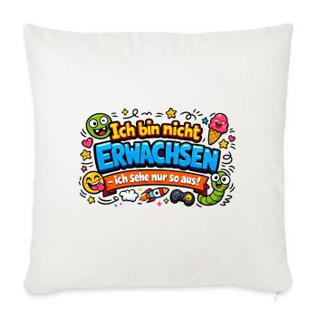 Ich bin nicht erwachsen Spruch Cartoon - Sofakissenbezug 45 x 45 cm - Naturweiß  - Vorne