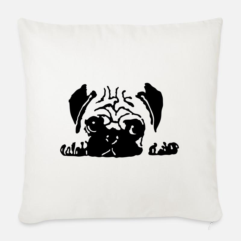 Mops - Sofakissenbezug 45 x 45 cm - Naturweiß 