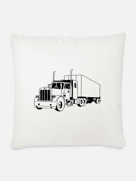 SCHWARZER LKW - Sofakissenbezug 45 x 45 cm - Naturweiß