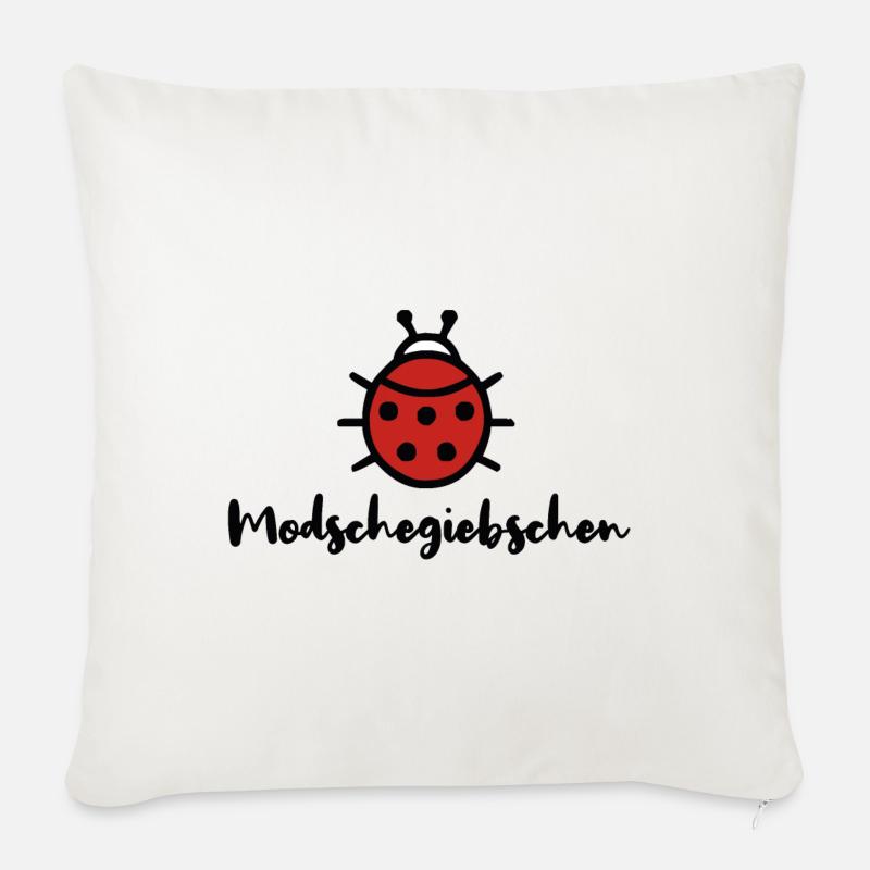 Modschegiebchen Marienkäfer Sächsisch Dialekt - Sofakissenbezug 45 x 45 cm - Naturweiß 