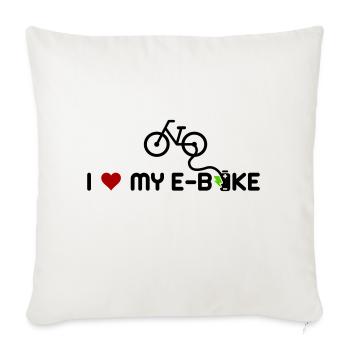 J’adore mon vélo électrique ebike - Housse de coussin décorative 45 x 45 cm - blanc nature - Devant