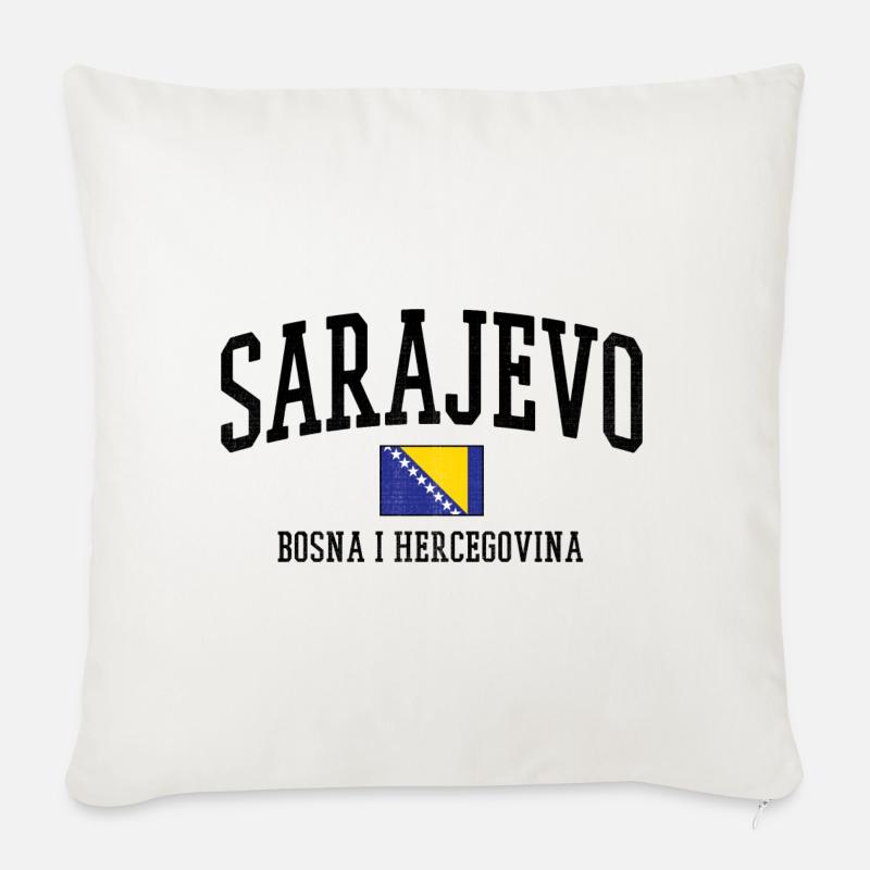 Bosnien Flaggenkunst Balkan - Sofakissenbezug 45 x 45 cm - Naturweiß 