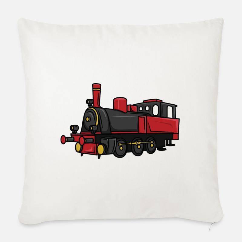 Eisenbahn Kinder - Sofakissenbezug 45 x 45 cm - Naturweiß 