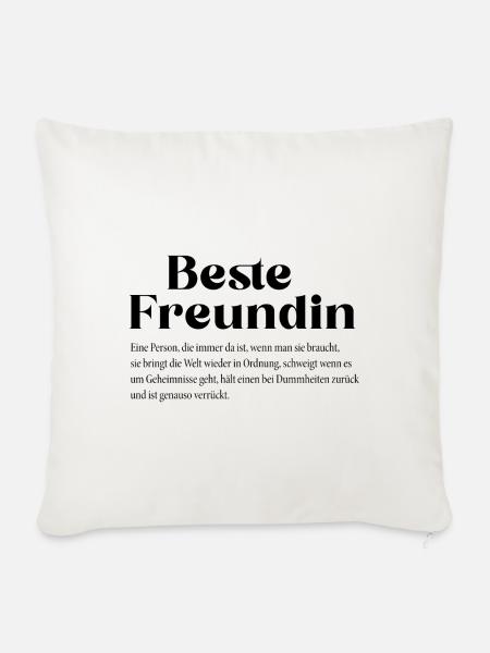 Beste Freundin - Sofakissenbezug 45 x 45 cm - Naturweiß