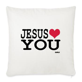 Jesus loves you Message d'amour et de foi  - Housse de coussin décorative 45 x 45 cm - blanc nature - Devant
